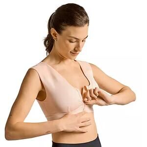 Tommie Copper Plus Sz 2XL Shoulder Support Sports‎ Bra Nude with Front Zipper